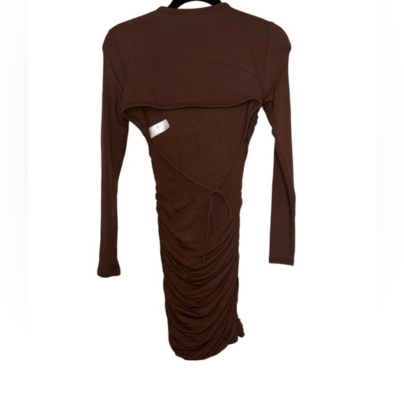 🤎 NWOT! Naked Wardrobe Bodycon Ruched Cut Out Dress - Picture 5 of 7